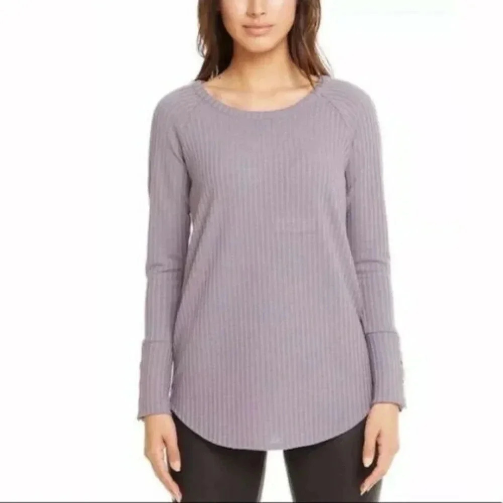 Chaser Size M Purple Waffle Knit Long Sleeve Thermal Top